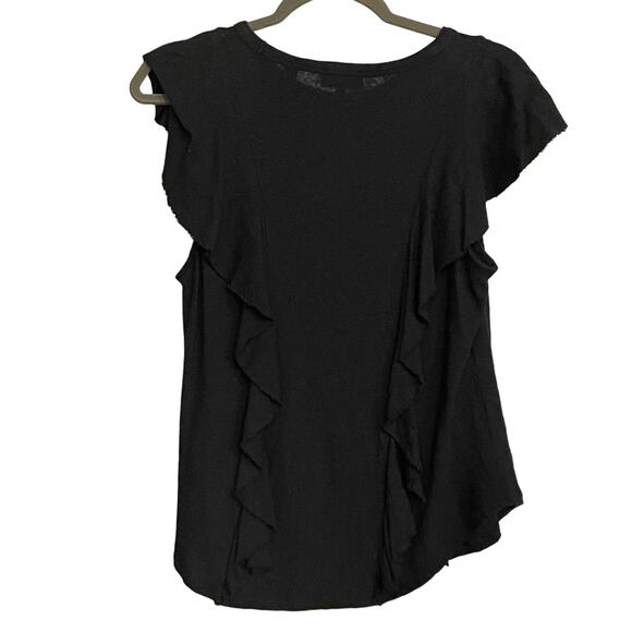 Ted Baker Kathley Top Black Cotton Linen Blend Ruffled SZ 4 US 10 Sleeveless - Picture 2 of 10